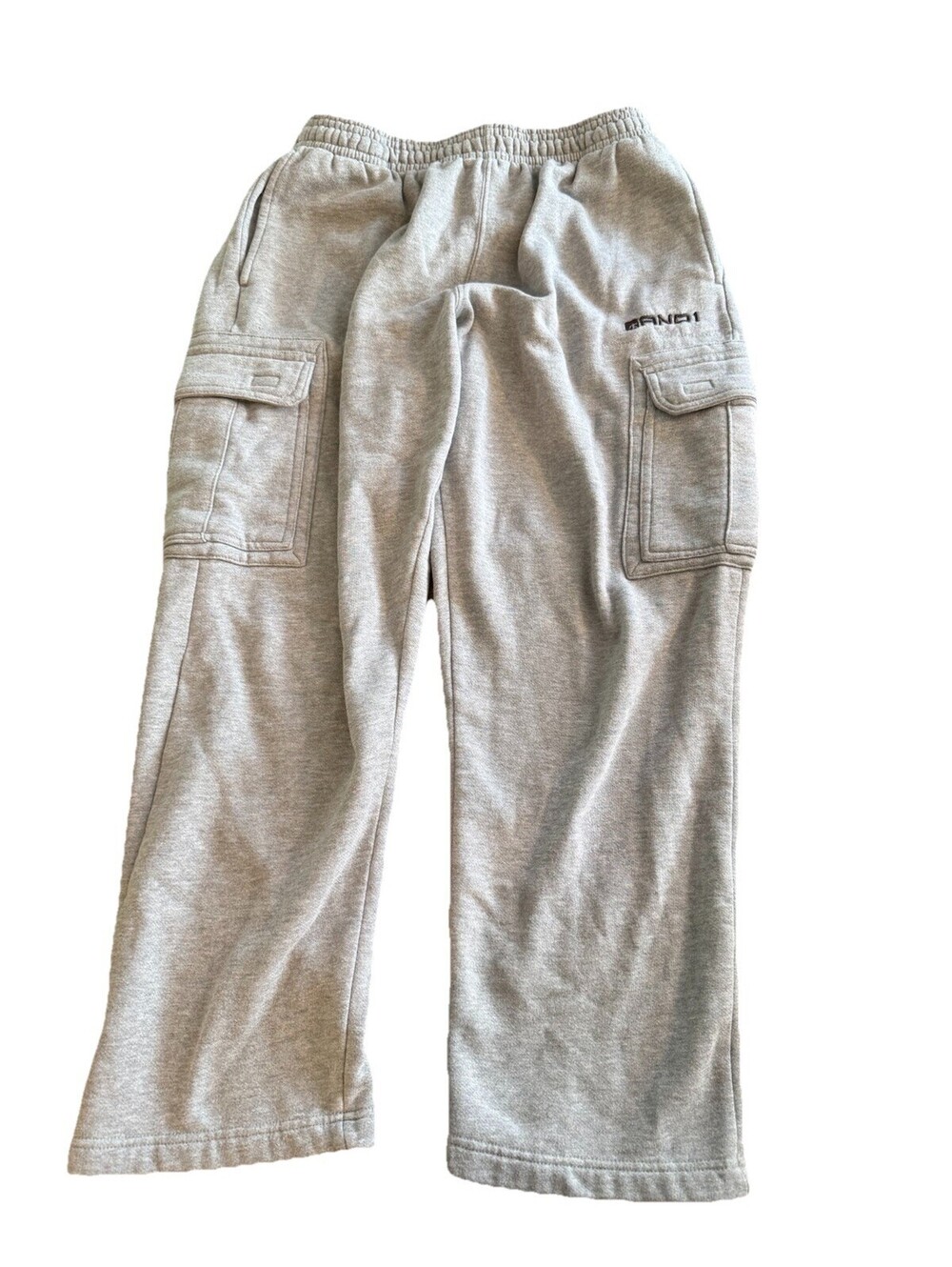 Vintage AND1  Men Medium Gray Cargo Y2K Logo Embroidery Sweatpants Baggy Heavy